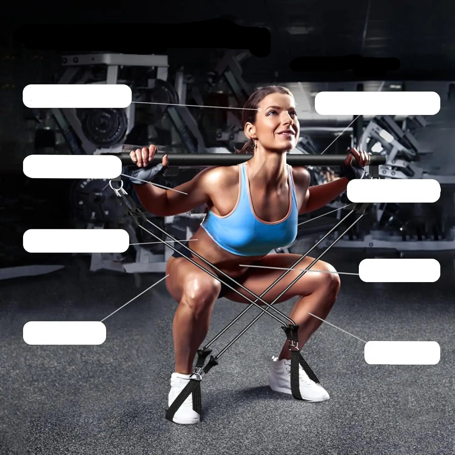 Conjunto de faixas de resistência com barra de fitness, treino, academia, puxar corda, yoga, tubo de látex, esportes, equipamento de exercício elástico para casa