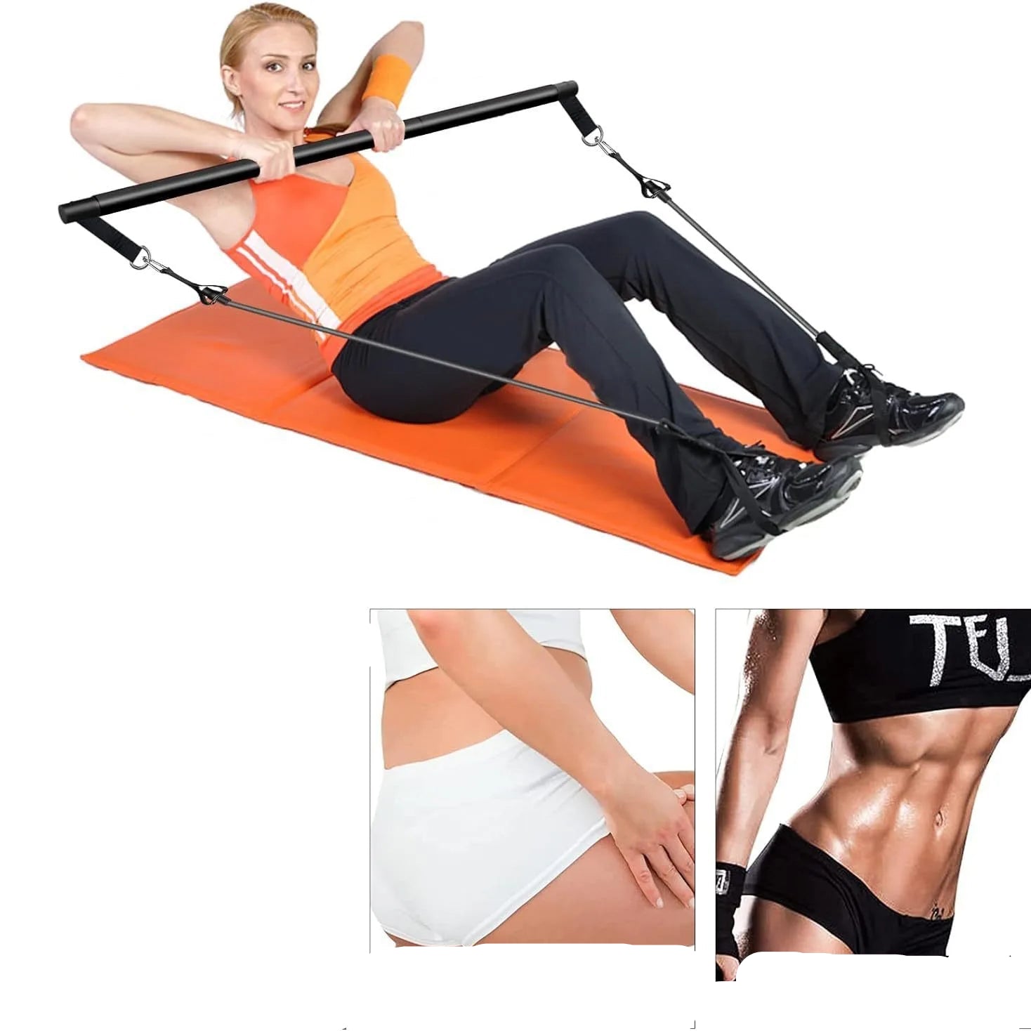 Conjunto de faixas de resistência com barra de fitness, treino, academia, puxar corda, yoga, tubo de látex, esportes, equipamento de exercício elástico para casa