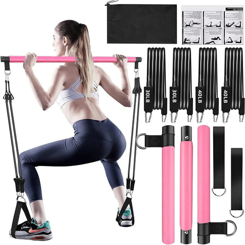 Conjunto de faixas de resistência com barra de fitness, treino, academia, puxar corda, yoga, tubo de látex, esportes, equipamento de exercício elástico para casa